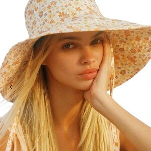 Lack of Color Cotton Print Bucket Floral Wide-Brim Sun Hat Size L/ XL